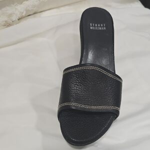 NEW ,Stuart Weitzman Black Leather Mules